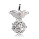 Silver Color Plated Brass Hollow Round Cage Pendants KK-J252-09S-2