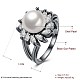 エレガントな真鍮のシェルパールの指の指輪  花  ガンメタ色  サイズ8  18.1mm RJEW-BB23131-8-6