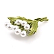 Broche de aleación de ramo con perla de resina JEWB-O009-14-3