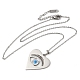 Herz mit bösem Blick 304 Edelstahl-Emaille-Anhänger-Halsketten NJEW-E104-05P-2