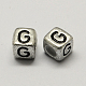 Antique Silver Plated Large Hole Acrylic Letter European Beads PACR-Q099-01G-1