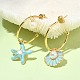 Starfish & Shell Shape Alloy Enamel Asymmetrical Earrings with Natural Pearl EJEW-JE05555-2
