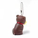 PVCプラスチック大きな子犬のペンダント  鉄球チェーンを有する  ブルドッグ  プラチナ  サドルブラウン  64x36x60mm PVC-R020-04-2