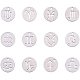 Pandahall elite 24 pièces 304 acier inoxydable 12 constellations signe du zodiaque pendentifs breloques astrologie horoscope breloques perles pour bricolage fabrication de bijoux artisanat (couleur acier inoxydable) STAS-PH0018-66P-1