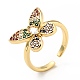 Cubic Zirconia Butterfly Open Cuff Ring RJEW-E046-24G-3
