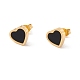 Black Acrylic Heart Stud Earrings EJEW-G291-03M-3