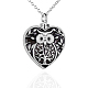 Alloy Heart with Owl Urn Ashes Pendant Necklace with Enamel BOTT-PW0002-014P-1