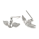 Rhodium Plated Wings 925 Sterling Silver Micro Pave Cubic Zirconia Dangle Stud Earring Findings STER-P056-10P-2