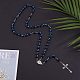 PandaHall Elite Dark Blue Beads Rosary 69cm Necklace and 18cm Bracelets Virgin Christian Catholic Holy Crucifix Bless Prayer Cross Bracelets Necklace SJEW-PH0001-05-5
