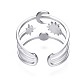 304 anello a polsino aperto con luna e stella in acciaio inossidabile RJEW-T023-32P-2