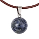 Natural Blue Spot Jasper Round Pendant Necklaces NJEW-JN04478-03-1