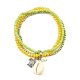 3 braccialetti elasticizzati da donna in vetro placcato e conchiglia in 3 colori BJEW-TA00381-3