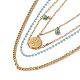 Synthetic Turquoise Sun Pendant Multi Layered Necklace with Plastic Beaded NJEW-P269-18B-G-2