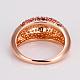 本物のローズゴールドメッキスズ合金チェコのラインストーンの指輪女性用  サイズ8  サイズ8  18.1mm RJEW-BB14069-3