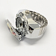 Platinum Тон железа кольцо простирания кварцевые часы RJEW-R119-08G-2