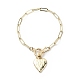 Pulsera con colgante de corazón de aleación con cadenas de clip de latón para mujer BJEW-JB08895-01-1