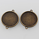 Antique Bronze Tibetan Style Alloy Cabochon Connector Settings X-TIBE-M022-01AB-NF-2