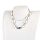 Colliers de cauris ajustables et colliers de perles synthétiques turquoises NJEW-JN02300-01-4