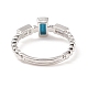 Sky Blue Cubic Zirconia Rectangle Adjustable Ring RJEW-C028-01P-3