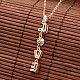 Word Love Brass Cubic Zirconia Pendant Necklaces NJEW-N0042-11G-3