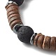 Natural Coconut Rondelle Beads Stretch Bracelet for Men Women BJEW-JB06771-02-5