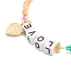Bracelet de perles tressées word love avec breloque cœur en alliage d'émail BJEW-JB07835-6