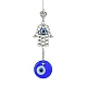 Blue Flat Round with Evil Eye Lampwork Pendant Decorations HJEW-JM01563-1