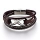 Braided Leather Cord Multi-strand Bracelets BJEW-F349-12P-02-2