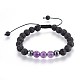 Natural Lava Rock and Non-Magnetic Synthetic Hematite Beads Braided Bead Bracelets BJEW-JB03975-01-1