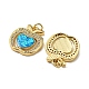 Brass Micro Pave Cubic Zirconia with Synthetic Opal Pendants KK-D096-01A-G-2