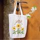 CREATCABIN Sunflower Bee Happy Cotton Tote Bag Canvas 100% Cotton Reusable Shopping Bags Beach Grocery Bags Eco-Friendly Aesthetic DIY Craft Multi-Function for Women Gifts Daily Life 13.3 x 15 Inch ABAG-WH0033-017-7