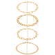 Anattasoul 4 個 4 スタイル合金縁石 & ケーブル & ペーパークリップ & ヘリンボーン チェーン ブレスレット セット男性女性用  ゴールドカラー  7-1/8~7-1/2インチ（18~19.1cm）  1個/スタイル BJEW-AN0001-13-1