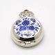 Ouvrables plats ronds fleurs en alliage porcelaine imprimé têtes de montres à quartz pour des colliers de montres de poche faisant WACH-M116-04-1