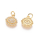 Brass Micro Pave Clear Cubic Zirconia Charms X-ZIRC-L093-20G-2