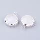 Silver Color Plated Brass Glass Flat Round Charms GLAA-M003-A-31S-2