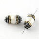 Perles de coquillage naturelles ovales en strass en pâte polymère PEAR-R014-02-1