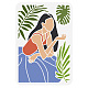 FINGERINSPIRE Boho Girl Painting Stencil 8.3x11.7inch Reusable Abstract Boho Art Beauty Woman Pattern Drawing Template Palm Leaf Boho Theme Decor Stencil for Painting on Wood Wall Fabric Furniture DIY-WH0396-690-1