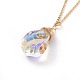 AB Color Half Electroplated Glass Pendant Necklaces NJEW-JN02517-2