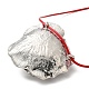 Ожерелье с подвеской в виде цветка розы из цинкового сплава с кожаными шнурами NJEW-D044-01P-3