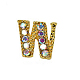 Cabujones de clavos con letras de diamantes de imitación de oro de aleación MRMJ-S047-023W-1