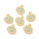 Brass Micro Pave Clear & Deep Sky Blue Cubic Zirconia Charms ZIRC-O036-13G-1