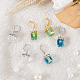 ANATTASOUL 3 Pairs 3 Colors Bling Glass Cube Dangle Leverback Earrings EJEW-AN0002-81-7
