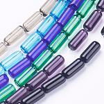 Abalorios de vidrio transparente hebras, tubo, color mezclado, 9x4mm, agujero: 0.5 mm, aproximamente 32~33 pcs / cadena, 12 pulgada
