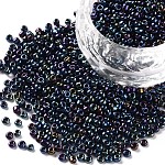 12/0 Perlas de semillas de vidrio, reronda iris, azul de Prusia, 2mm, agujero: 1 mm, aproximamente 30000 unidades / libra