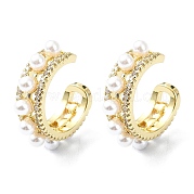 Серьги-каффы из латуни с микропаве и кубическим цирконием EJEW-C086-05G