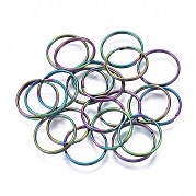 Rainbow Color 304 Stainless Steel Linking Key Rings STAS-S119-100