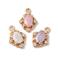 Messing Charme, mit Glas, Blütenform, Mischfarbe, 14x10x4 mm, Bohrung: 1.2 mm