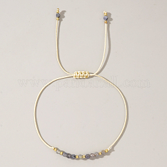 Geflochtene Perlenarmbänder aus natürlichem Geburtsstein für Frauen, Tansanit, mit Messing-Perlen, Innendurchmesser: 11 Zoll (28 cm)