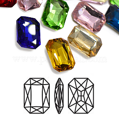 Rectangle à facettes k9 cabochons en strass, dos plaqué, rectangle octogone, couleur mixte, 10x8x4mm, environ 36 pcs / sachet 