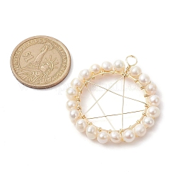 Pendenti ad anello con perline rotonde di perle d'acqua dolce naturali coltivate&nbsp;PALLOY-JF02616-01